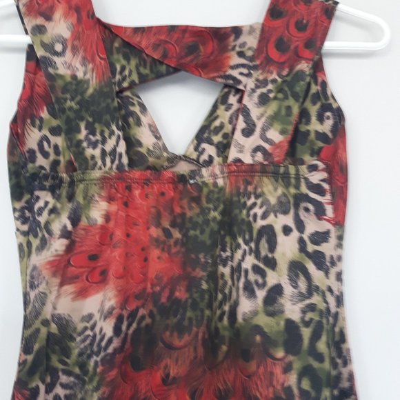 Red Leopard Cutout V-Neck Dress - Women - Picture 3 of 3